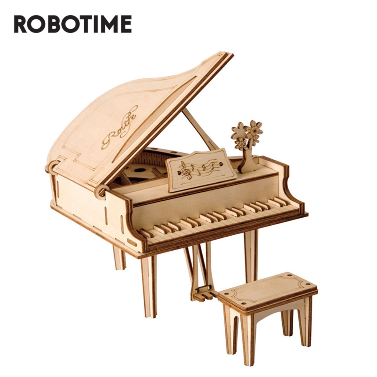 Robotime DIY 3D Wooden Puzzle Game - TG402 Grand Piano - Assembly Model - Desk Decoration for Childrens, Kids